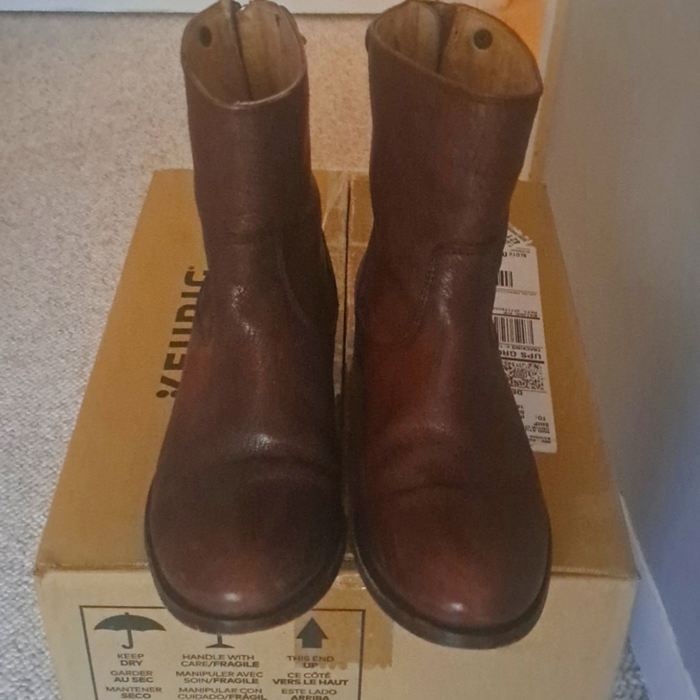 Frye Dark Brown Leather Booties